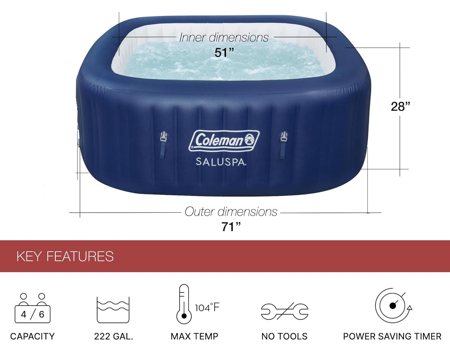 Colman Saluspa Atlantis REPLACEMENT AirJet Inflatable Hot Tub Liner Only (BLUE)