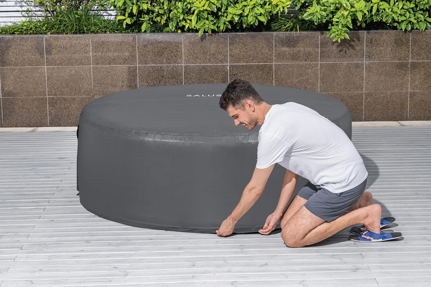 SaluSpa & Coleman 71" x 26" Round EnergySense Waterproof Thermal Spa Cover