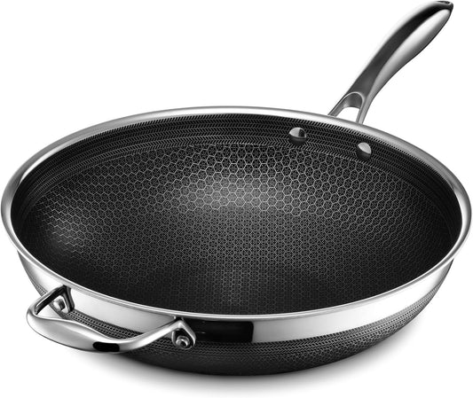 Hexclad Hybrid Cookware Stainless Steel Pan Nonstick 12" Wok (NO LID)