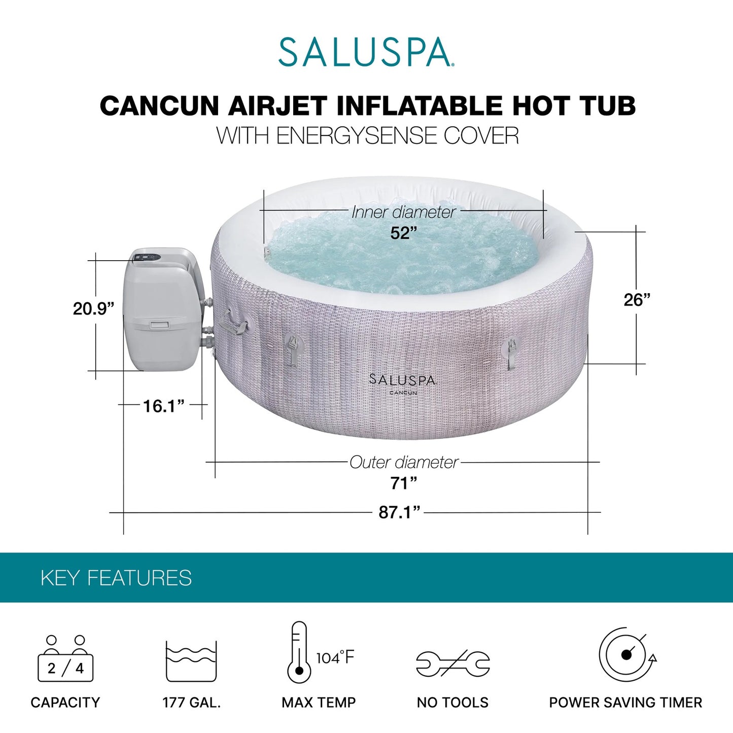 Saluspa Cancun REPLACEMENT AirJet Inflatable Hot Tub Only!