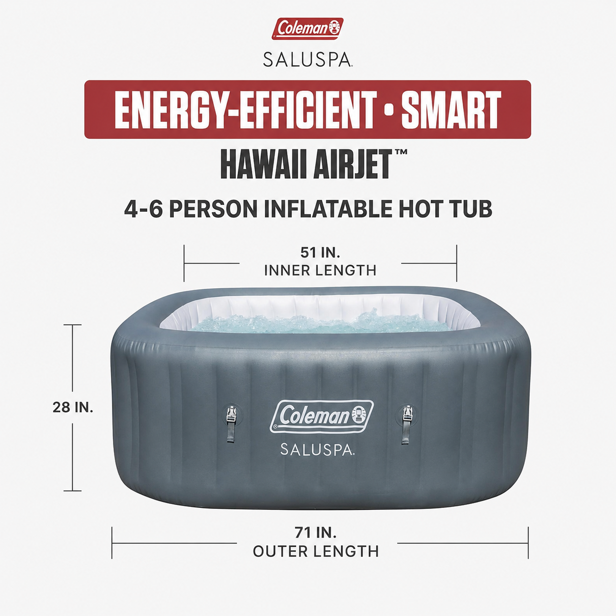 Colman Saluspa Hawaii REPLACEMENT AirJet Inflatable Hot Tub Liner Only (GREY)